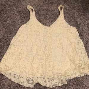 American Eagle Medium Flowy Cream Lace Tank Top